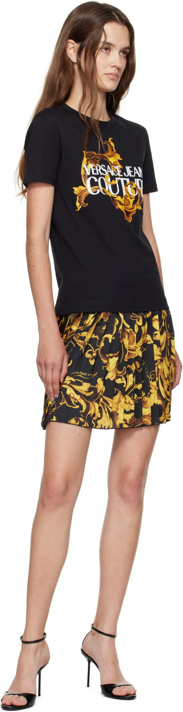 T-shirt Versace Versace Jeans Couture Cotton Jersey T-shirt with Baroque Print Svart | E79HAHE06_ECJ00E, 3