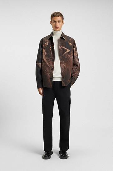 Skjorta BOSS Oversized-fit Cotton Shirt with Ballerina Print Flerfärgad | 50549754, 1