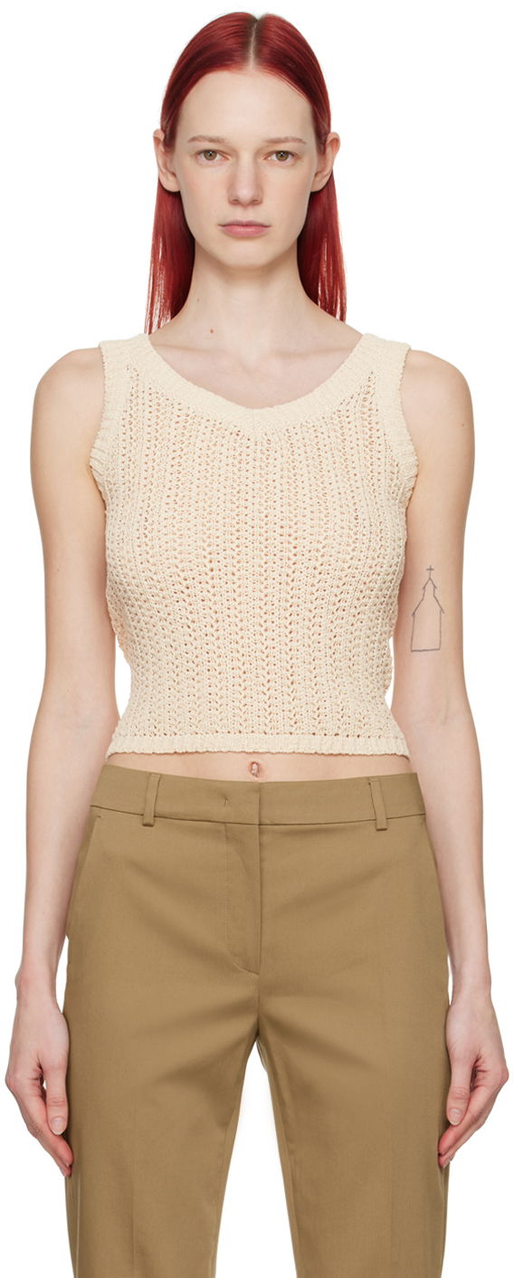 Sweater Max Mara Max Mara Women's Arrigo Knitted Tank Top Beige | 2411361032600