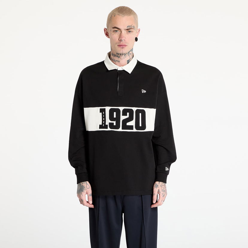 Polotröja New Era New Era Drop Shoulder Rugby Shirt Svart | 60596285