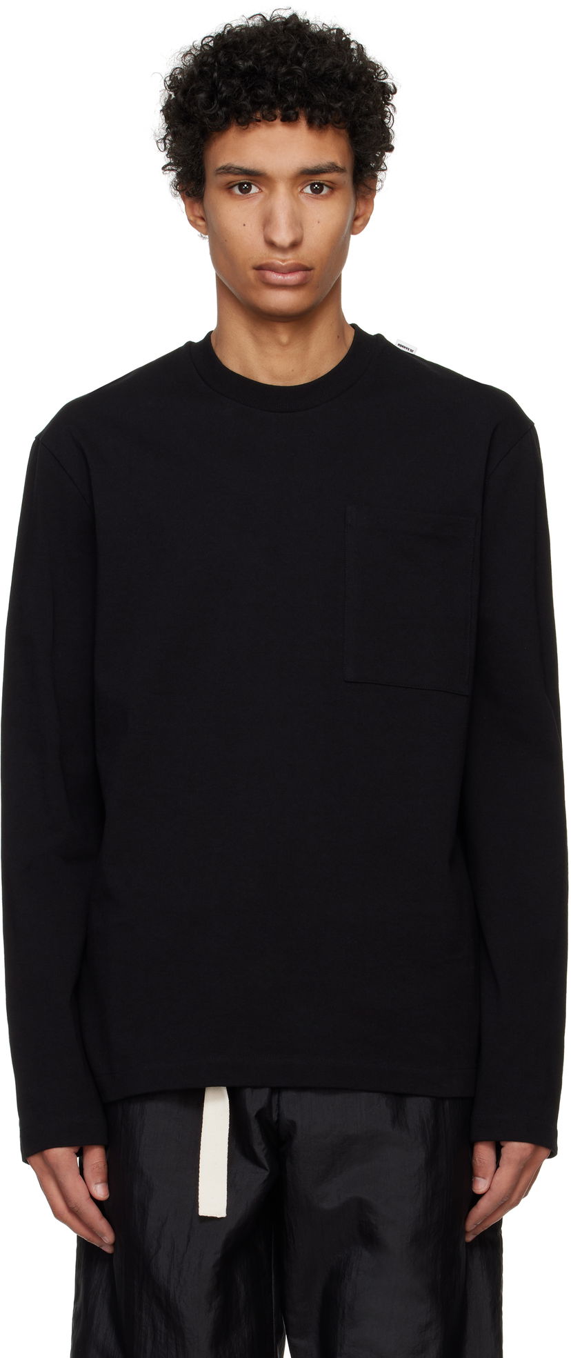 Sweater Jil Sander Jil Sander Logo Flag Pocket Long Sleeve T-Shirt Svart | J22GC0196_J20256