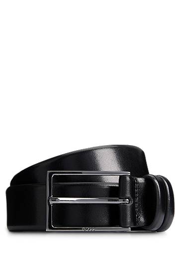 Bälten BOSS Leather Belt with Gunmetal Hardware Svart | 50239979