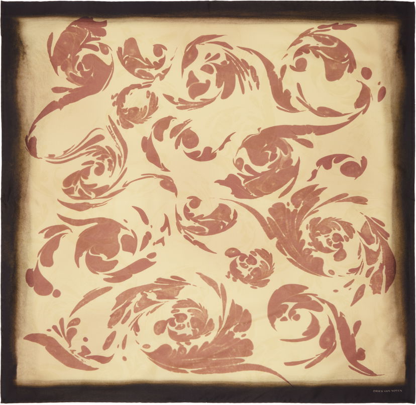 Halsduk Dries Van Noten Dries Van Noten Printed Silk Scarf Beige | 251-021303-1010