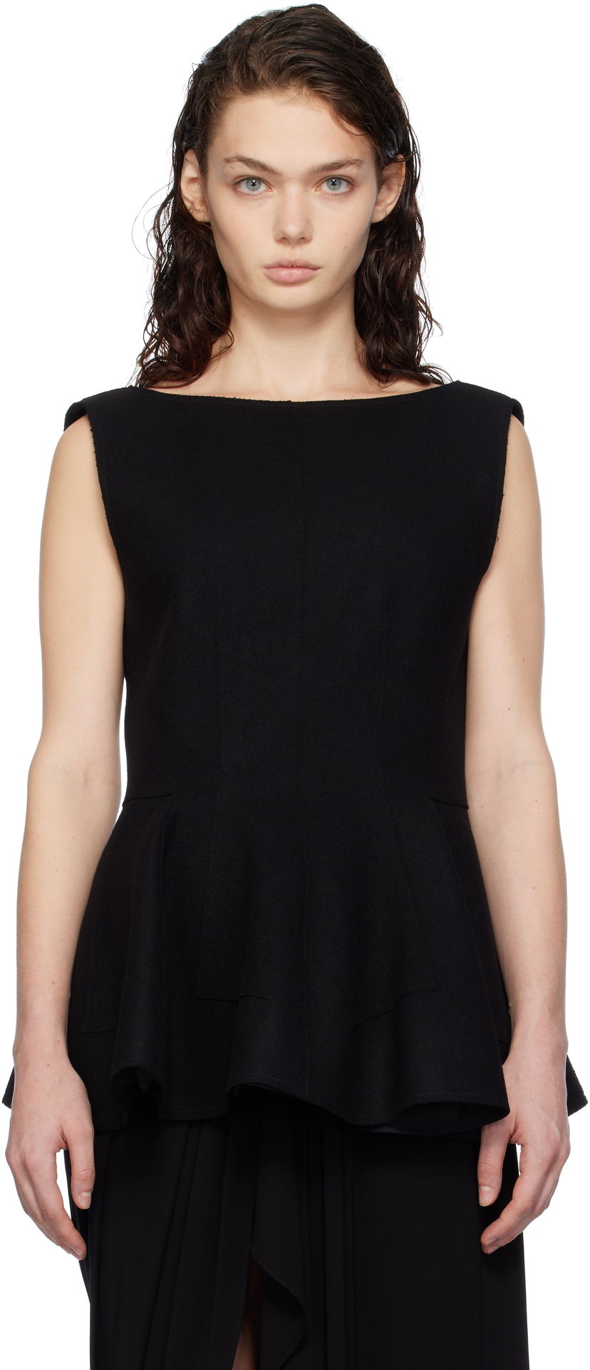 Linne LANVIN Peplum Blouse Svart | RW-TO0041-4196-H24
