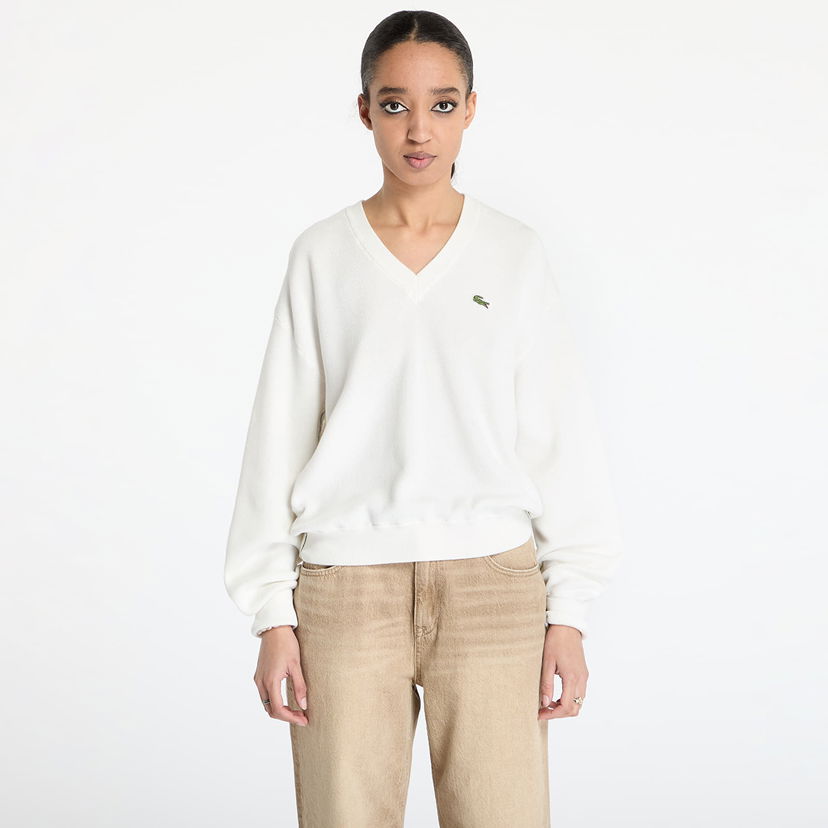 Sweater Lacoste Lacoste Moss Stitch V-Neck Sweater Vit | AF5622 70V