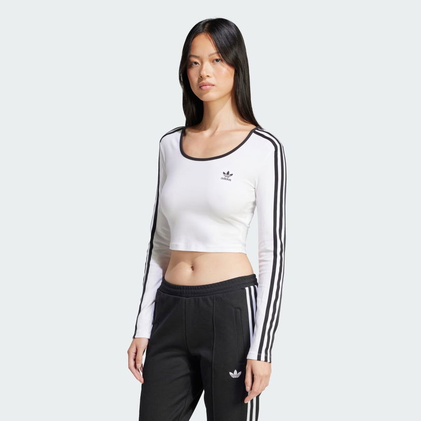Crop top adidas Performance Adicolor 3-Stripes Crop Long Sleeve Top Vit | JD4625