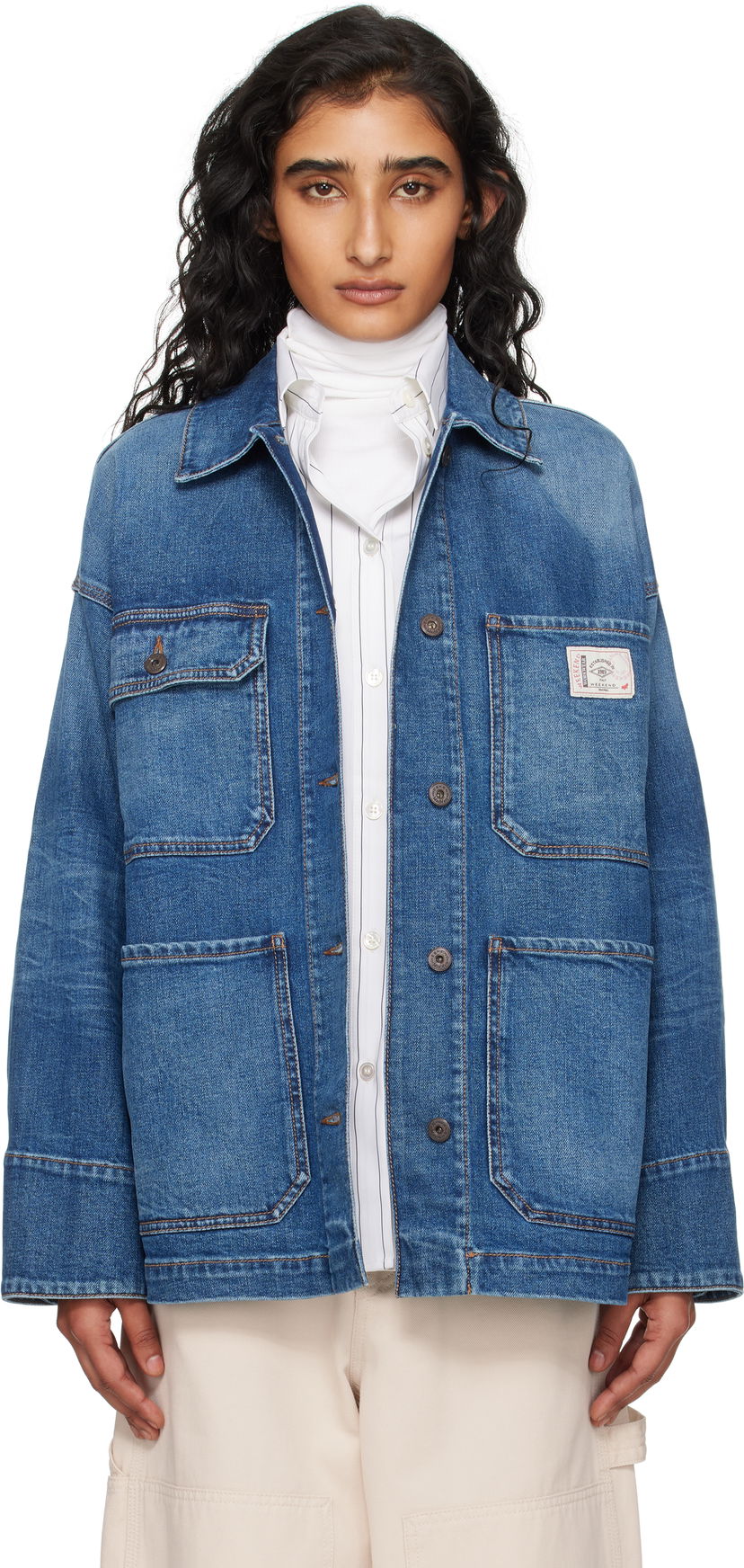 Jacka Max Mara Weekend Max Mara Aligi Denim Jacket Blå | 2525046051600
