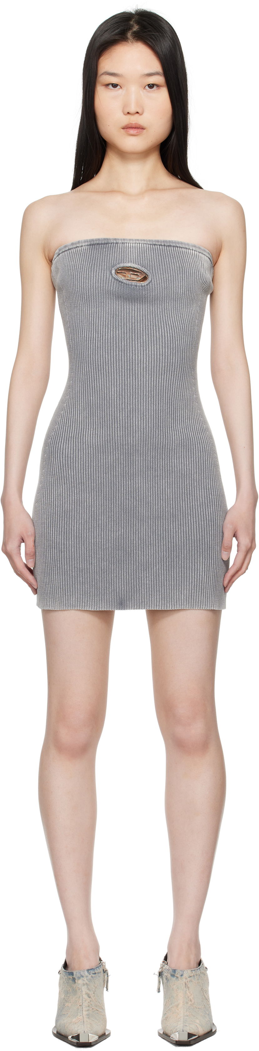 Klä Diesel Ribbed Cutout Mini Dress Grå | A16282 0DBDI