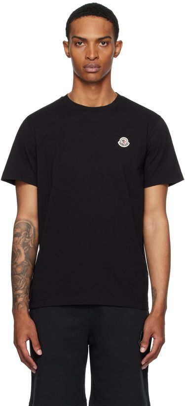 T-shirt Moncler Moncler Logo Patch Cotton T-Shirt Svart | K20918C00033829H8, 0