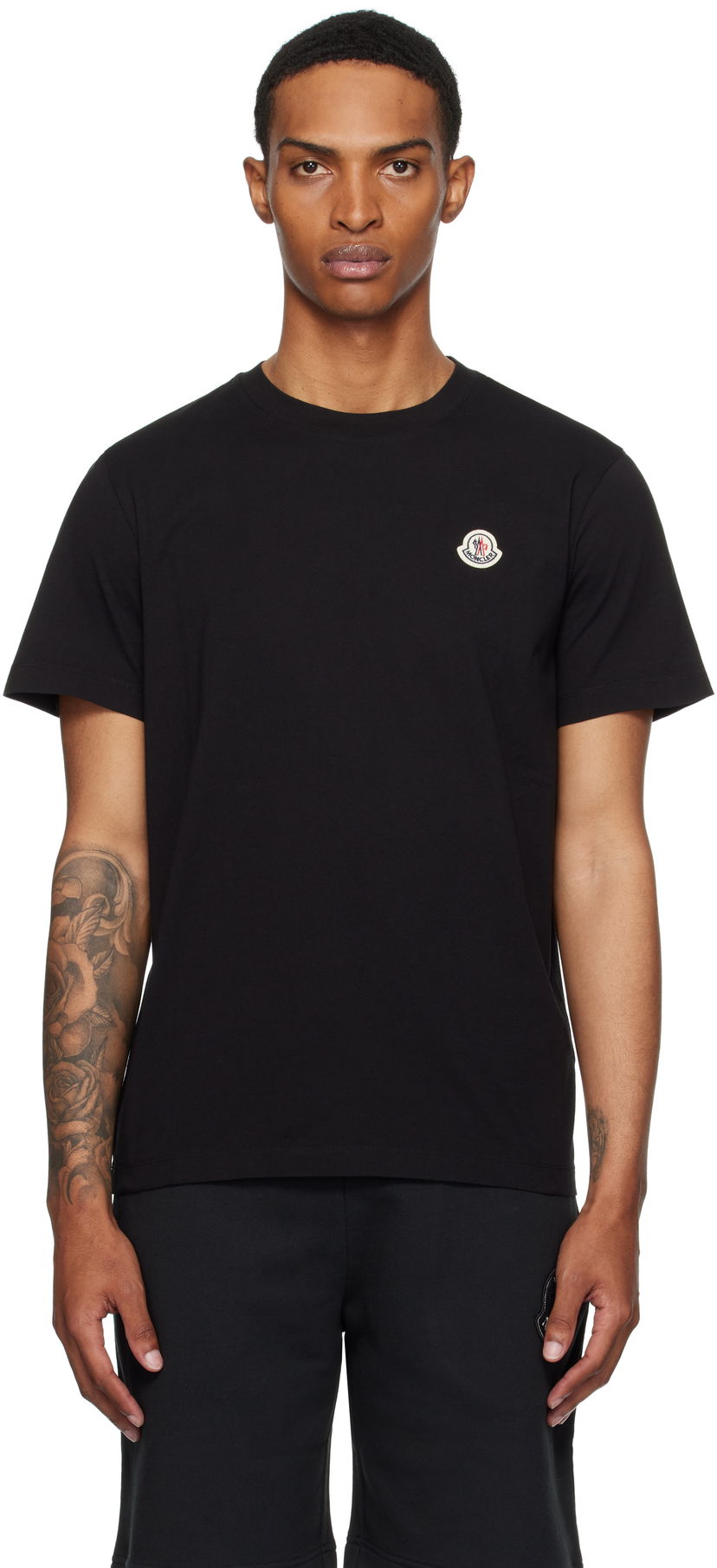 T-shirt Moncler Moncler Logo Patch Cotton T-Shirt Svart | K20918C00033829H8
