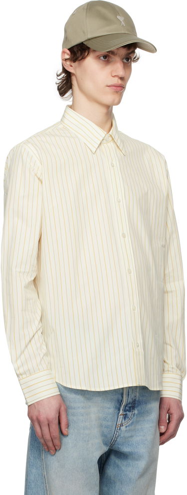 Skjorta AMI AMI Paris Classic Striped Shirt Gul | HSH051.CO0109, 1