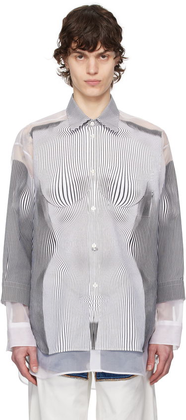 Skjorta Jean Paul Gaultier Jean Paul Gaultier Pinstripe Body Morphing Shirt Vit | 25/33-F-CH080I-C566-0001, 0