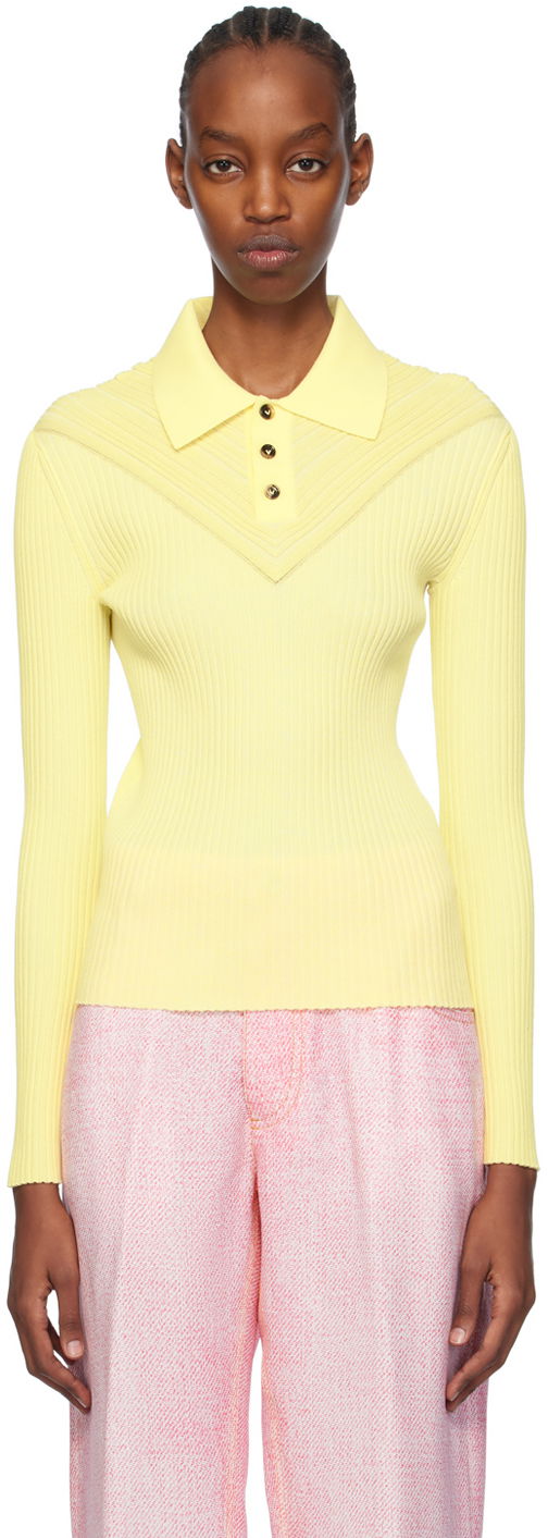 Polotröja Bottega Veneta Paneled Polo Gul | 777583 V3N70, 0