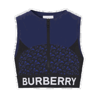 Tb Monogram Print Zipped Crop Top