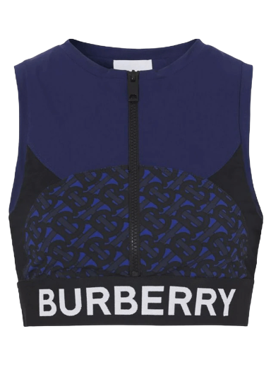 Crop top Burberry Tb Monogram Print Zipped Crop Top Mörkblå | 8047656