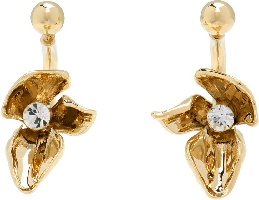 Örhängen Erdem Erdem Small Flower Half-Hoop Earrings Gul | PF25_JE19_00038003