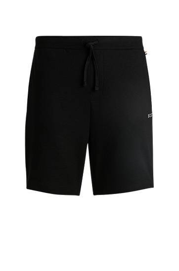 Shorts BOSS Waffle-Structured Shorts with Embroidered Logo Svart | 50535884, 0