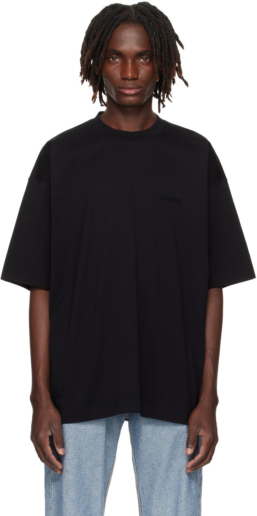 T-shirt VETEMENTS Logo Oversized T-shirt Svart | UH76TR100B