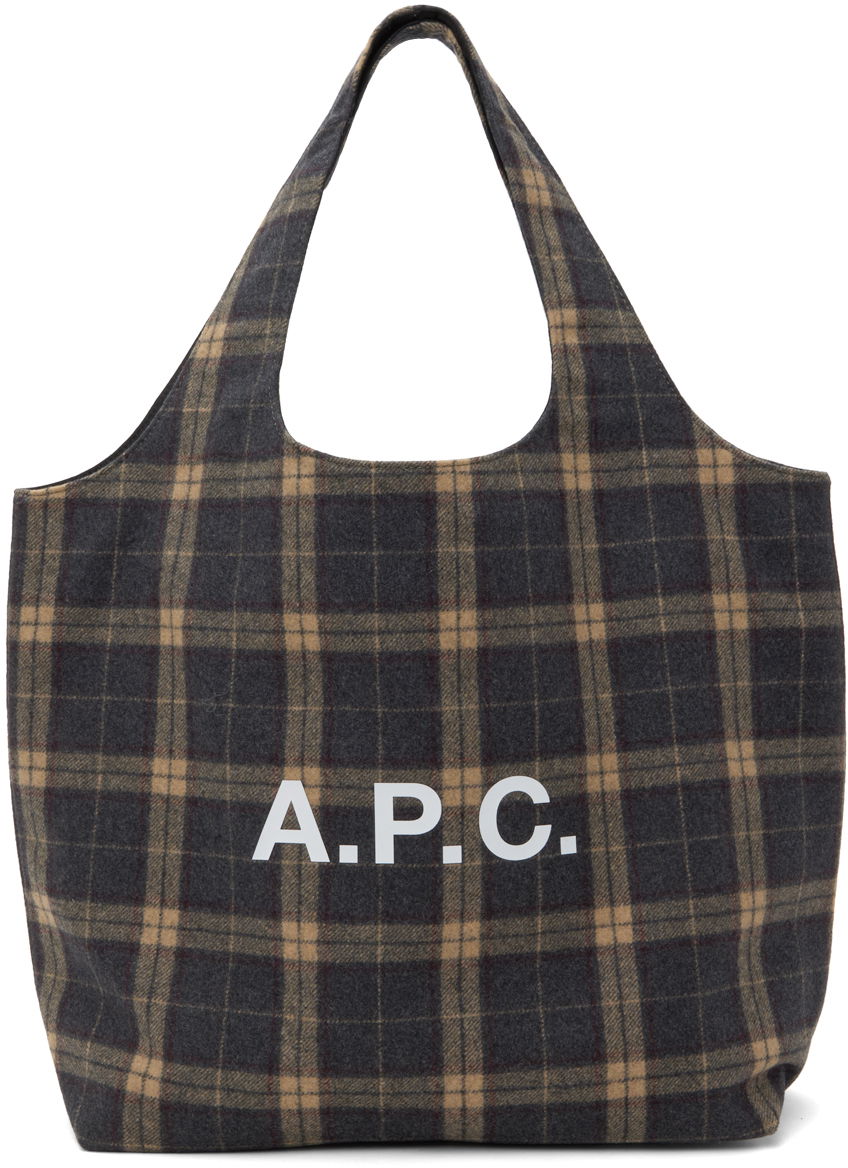 Tygpåse A.P.C. A.P.C. Ninon Small Plaid Tote Brun | WOARS-M61565, 0