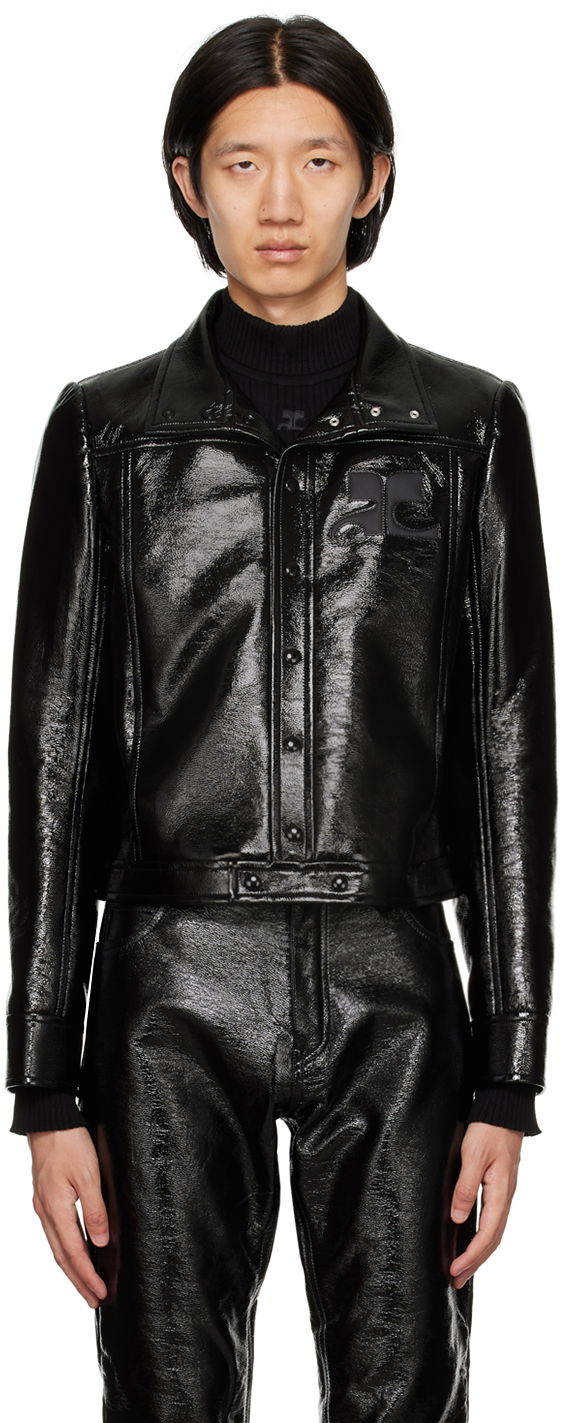 Jacka Courrèges Courrèges Crinkled Vinyl Jacket Svart | 123CBL017VY0014