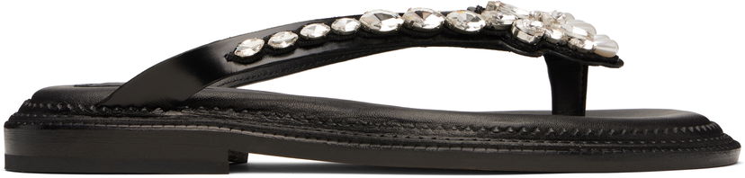 Sneakers och skor Simone Rocha Simone Rocha Embellished Flower Flip-Flops Svart | SLD54B 0740