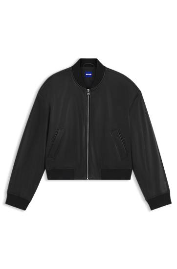 Bomberjacka BOSS Cropped Faux Leather Bomber Jacket Svart | 50542178