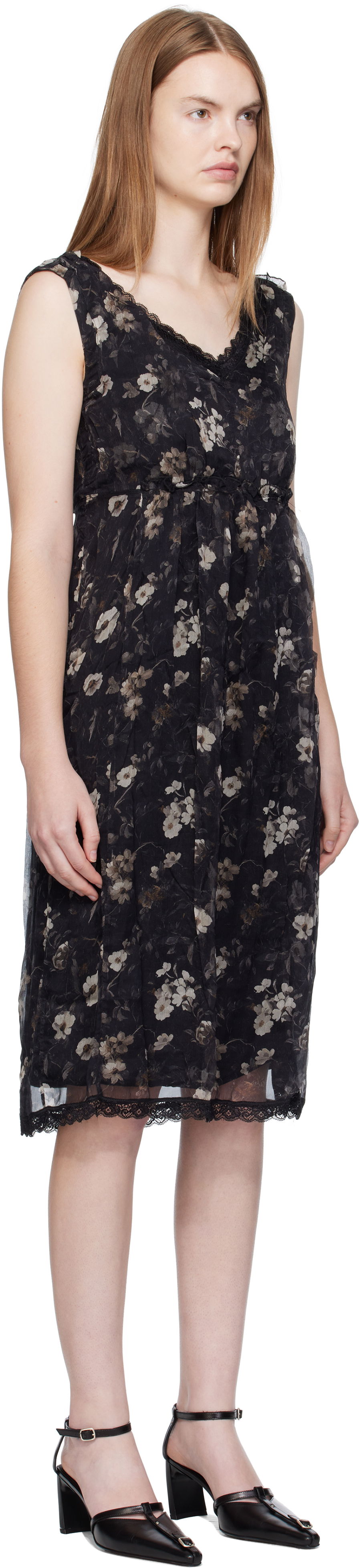 Klä R13 R13 Sleeveless V-Neck Floral Midi Dress Svart | R13WR476-R589A, 1