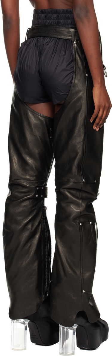 Byxor Rick Owens Concordians Leo Prothmann Edition Chaps Leather Trousers Svart | RO02E4436 LNV, 2