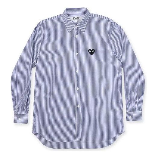 Skjorta Comme des Garçons Striped Button-Down Shirt With Emblem Blå | AZ-B008-051-1