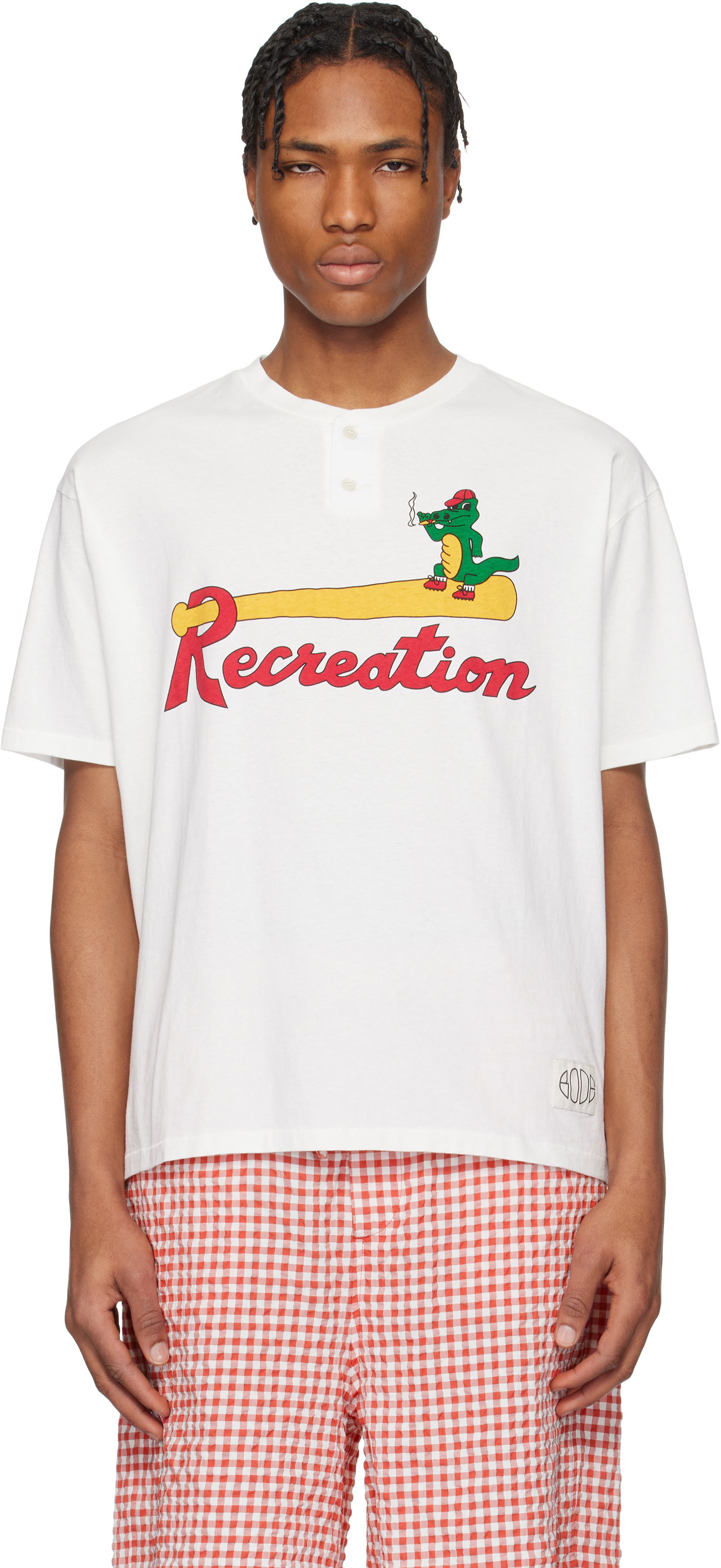 T-shirt Bode Bode Reptile Rec Henley T-Shirt Vit | MRS25CS029, 0
