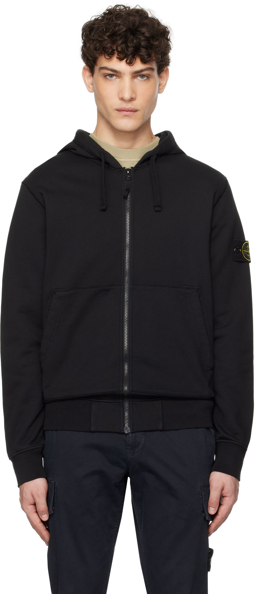 Sweatshirt Stone Island Diagonal Fleece Old Effect Hoodie Svart | K1S156100042S0051
