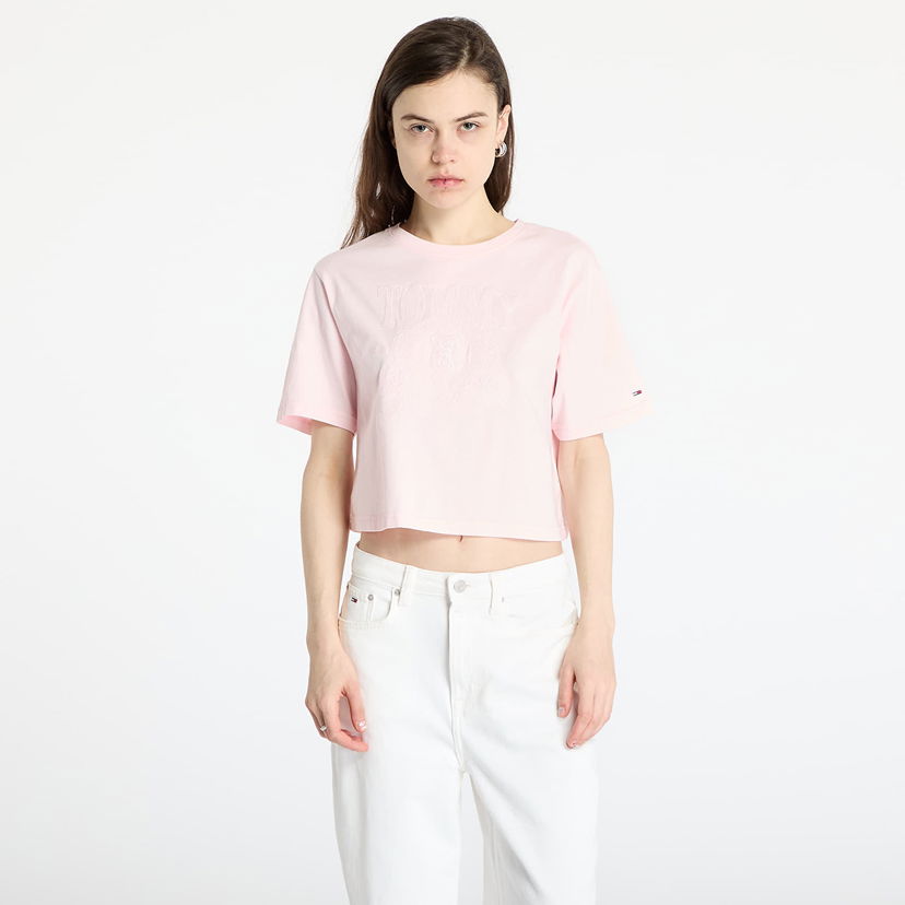 Crop top Tommy Hilfiger Tommy Jeans Relaxed Tonal Crew T-Shirt Rosa | DW0DW20326 TH3