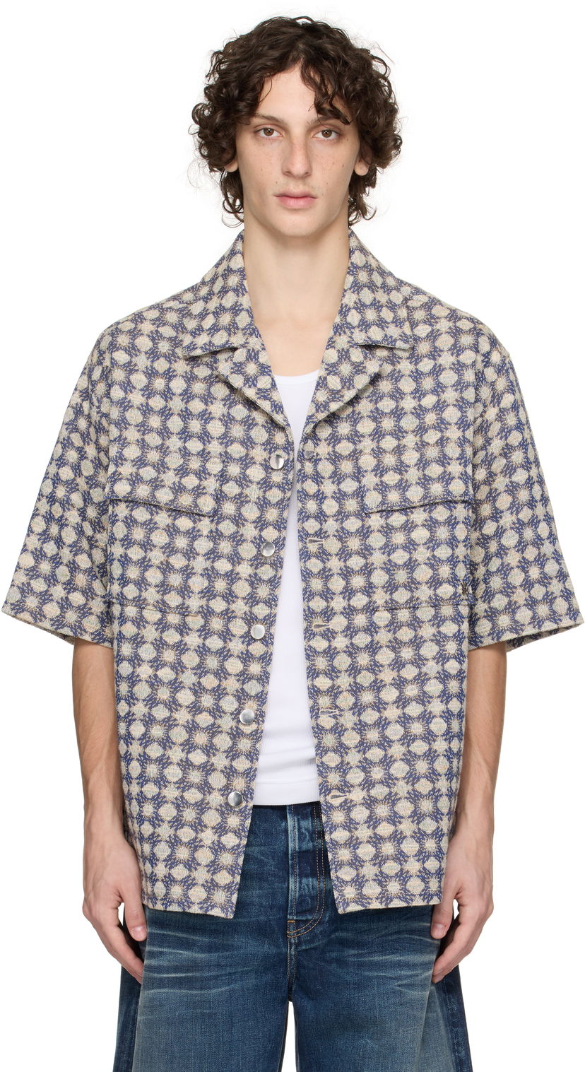 Skjorta AMIRI AMIRI MA Quad Boucle Camp Shirt Blå | AMSTCA1144