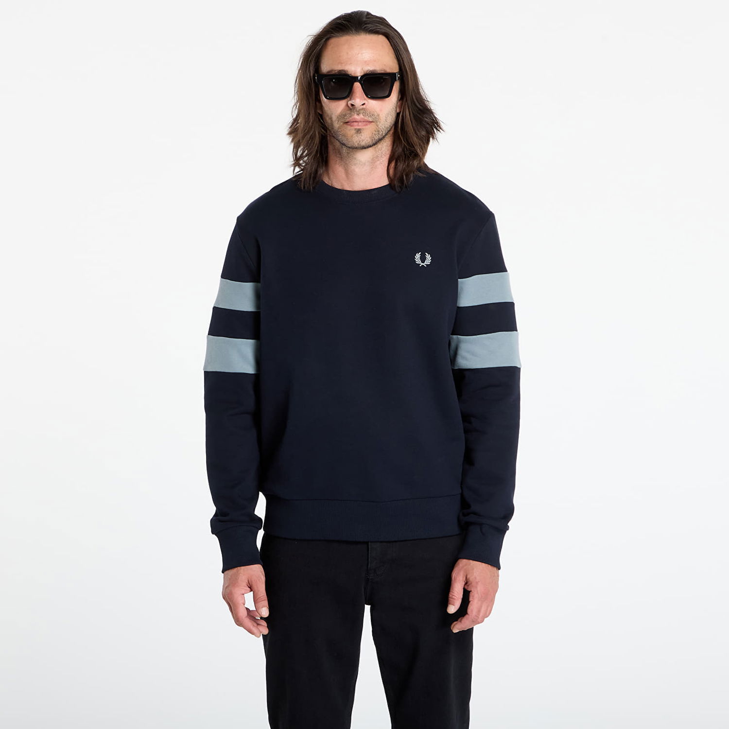 Sweatshirt Fred Perry Fred Perry Peached Tipped Sleeve Sweatshirt Mörkblå | M1731 608, 0