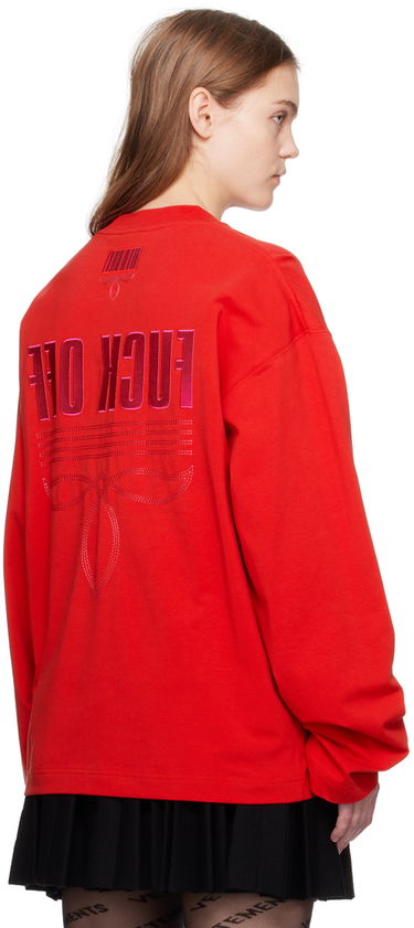Sweatshirt VETEMENTS VTMNTS Embroidered Long Sleeve T-Shirt Röd | VL20LS120R, 2