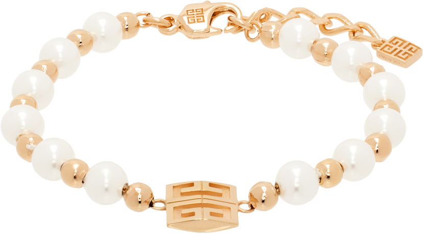 Armband Givenchy Pearl & Gold-Tone 4G Logo Bracelet Metallisk | BF20HNF03U645