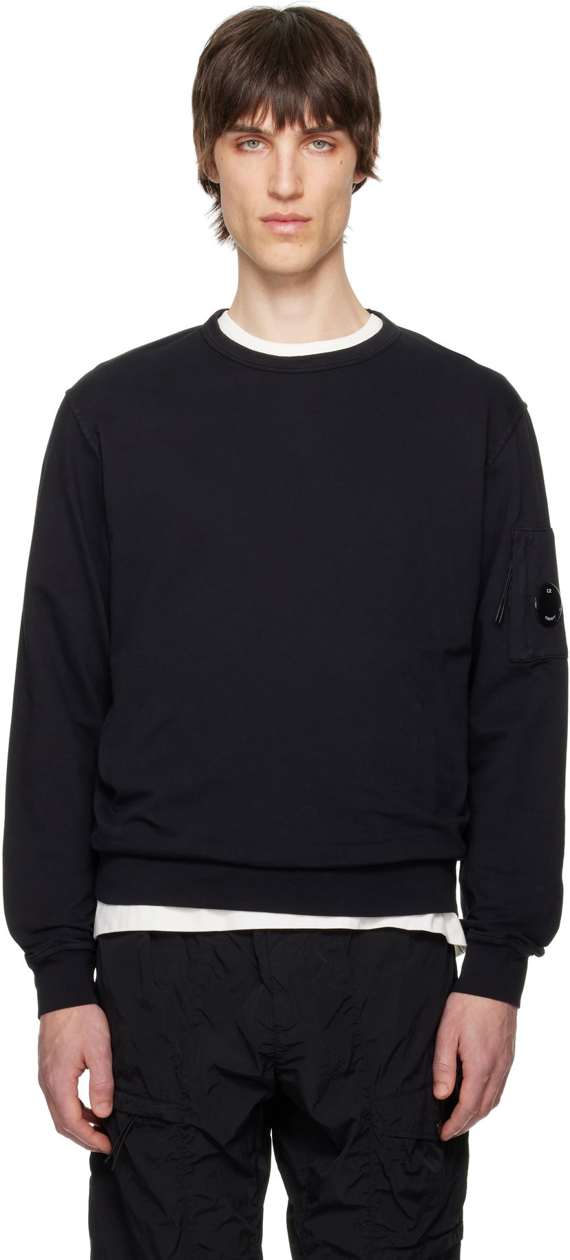 Sweater C.P. Company C.P. Company Light Fleece Crewneck Sweatshirt Svart | 18CMSS019A-002246G
