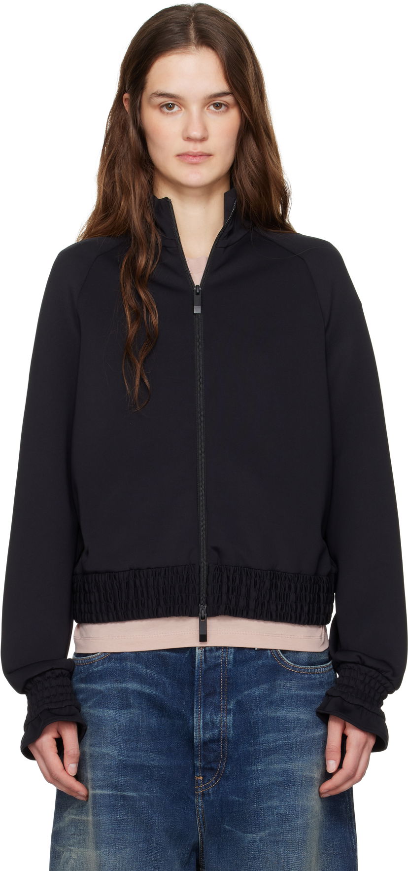 Bomberjacka Moncler Moncler Neoprene Zip-Up Jacket Svart | K10938G0000789ABK