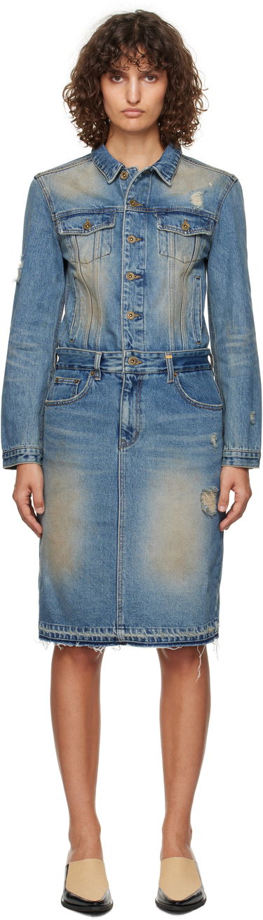 Klä We11done We11done Washed Denim Midi Dress Blå | WD-DO3-24-304-W-BL, 0
