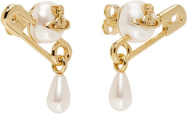 Örhängen Vivienne Westwood Vivienne Westwood Claude Small Pearl Safety Pin Stud Earrings Metallisk | 62010363-02R107-, 1