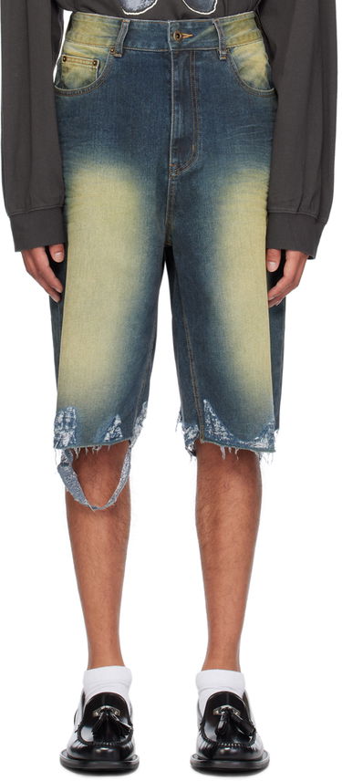 Jeans We11done Washed Denim Raw Edge Shorts Blå | WD-DP2-24-315-M-BL, 0