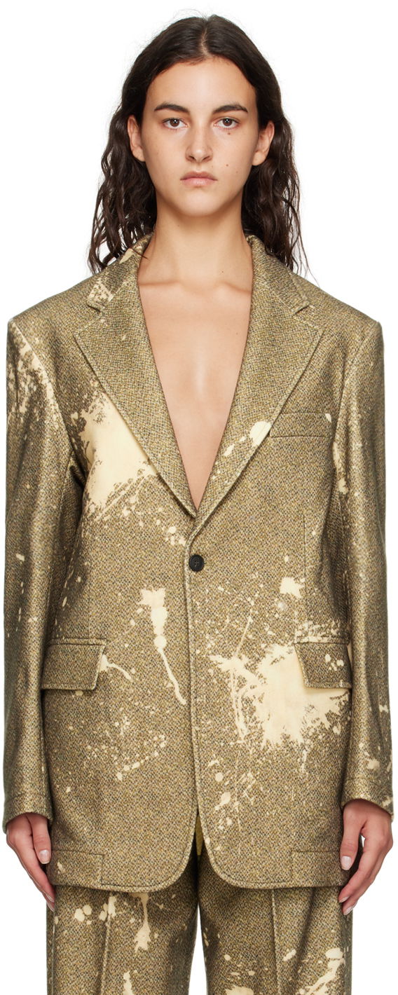 Jacka R13 R13 Bleach-Splatter Blazer Gul | R13WR020-R271A