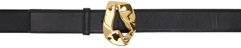Bälten Bottega Veneta Bottega Veneta Abstract Buckle Leather Belt Svart | 776343 VCP31