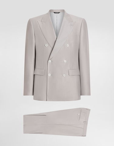 Träningsoverall Dolce & Gabbana Dolce & Gabbana Deconstructed Double-breasted Wool And Silk Suit Grå | GK021TFU3H1F0372, 0