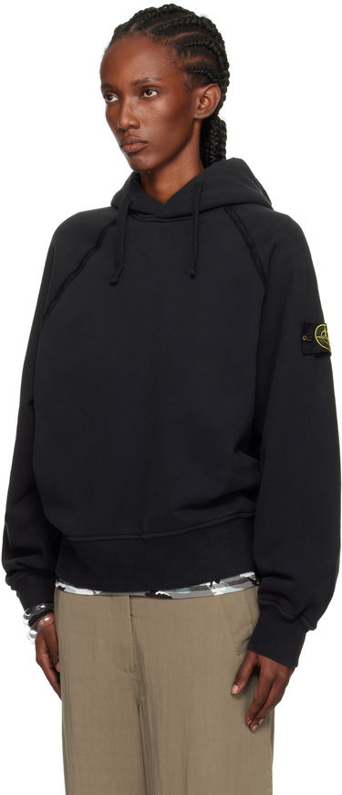 Sweatshirt Stone Island Brushed Organic Cotton Fleece Hoodie Svart | K2S15 6100023 S0A20, 3
