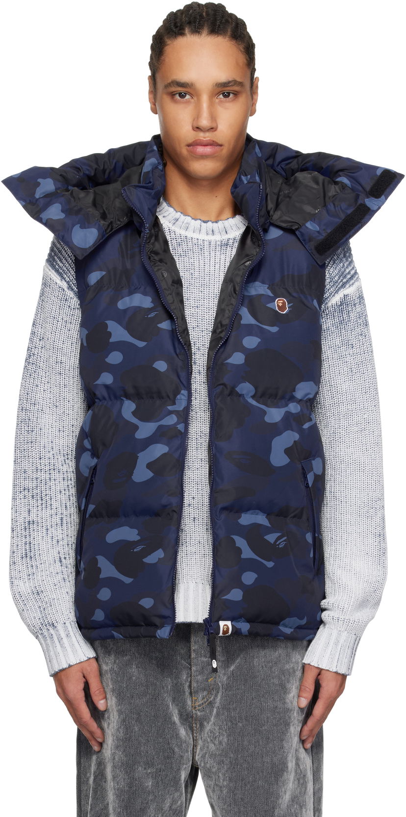 Väst BAPE A Bathing Ape Camo Down Vest Blå | 001DNK801005M