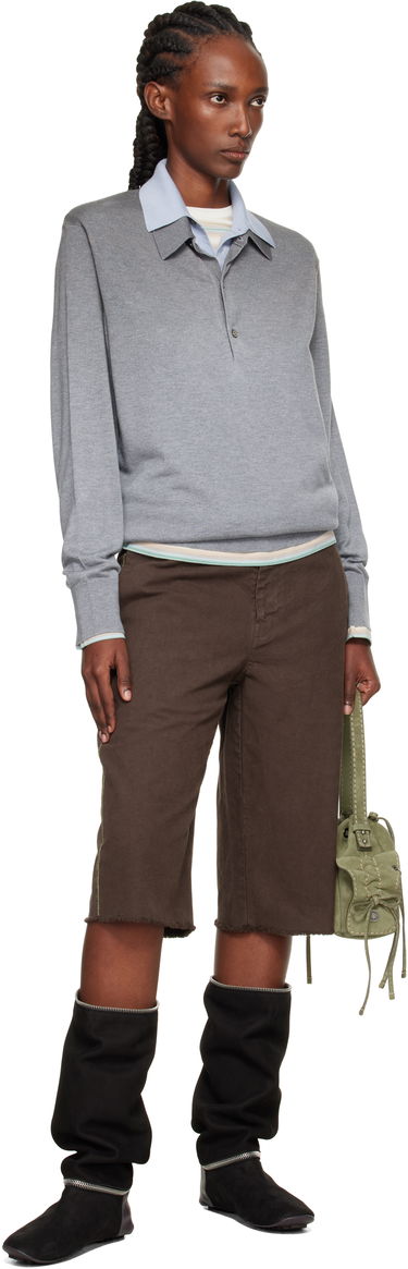 Polotröja Acne Studios Acne Studios Layered Silk Polo Grå | A60591-, 3