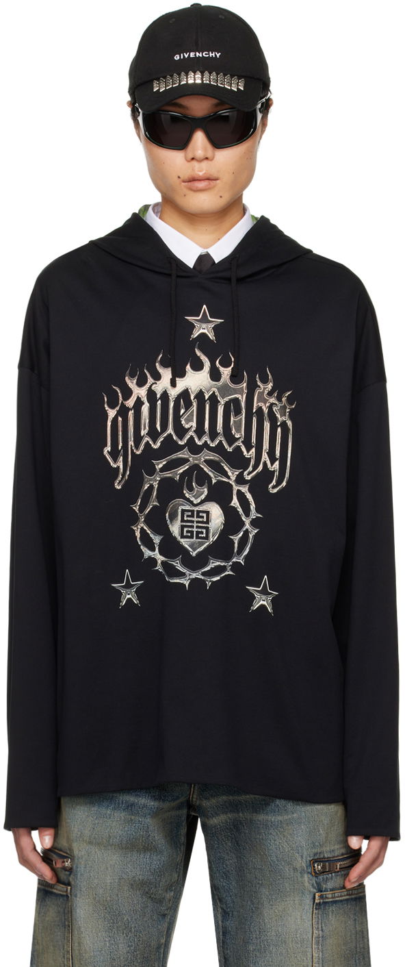 Sweatshirt Givenchy Dropped Shoulder Hoodie Svart | BM71KD3YHU960