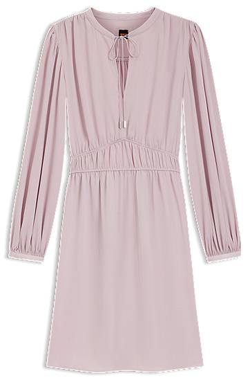 Klä BOSS Crinkle-Satin Mini Dress with Gathered Waist Rosa | 50544038