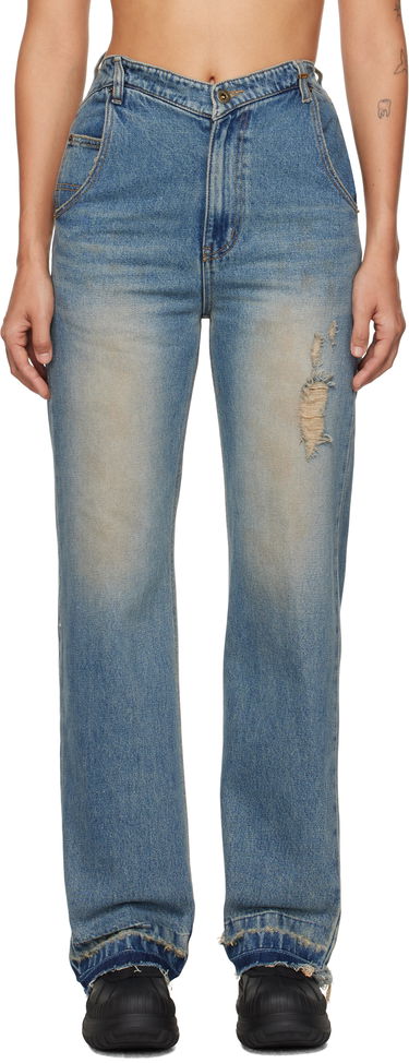 Jeans We11done We11done Distressed High-Waisted Jeans Blå | WD-DP3-24-323-W-BL, 0